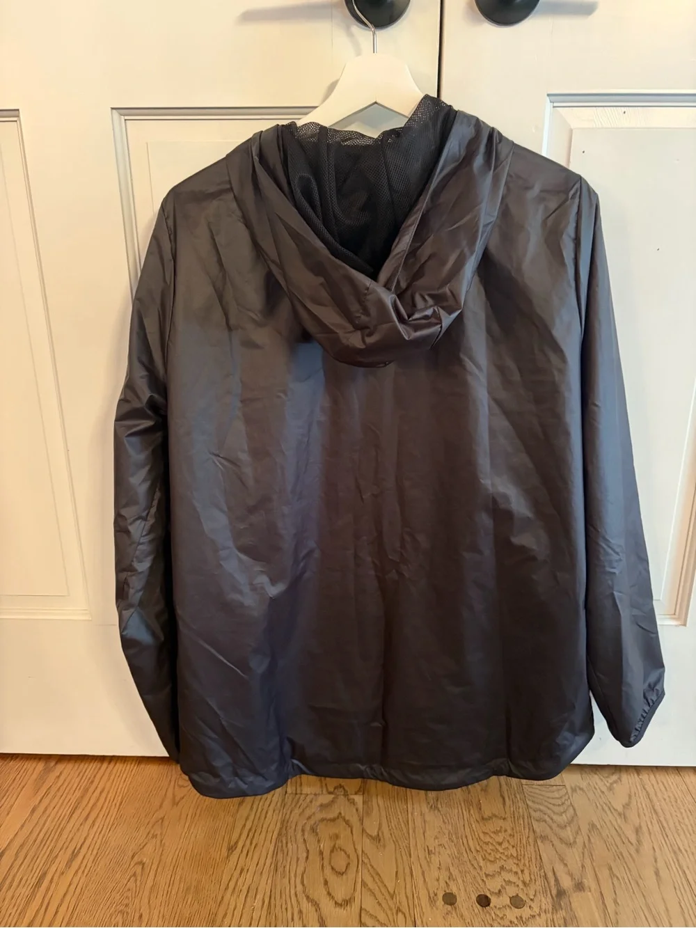 adidas Black Hooded Rain Jacket with White Logo Sleeve 🪩♻️